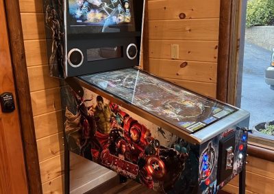 Avengers virtual pinball machine in a cabin