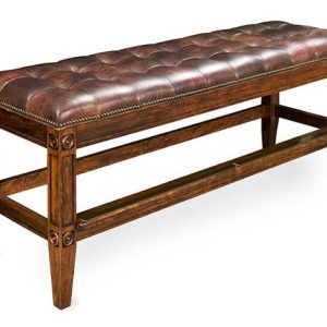 Brown leather billiard seating bench