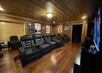 theater seats in a Smoky Mountain cabin's theater room