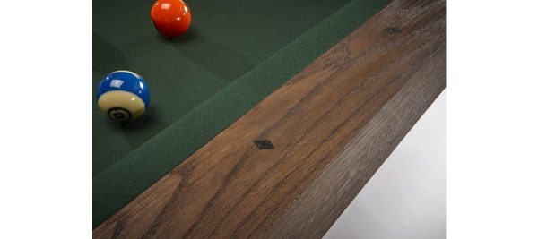 wood detail on dameron pool table by Brunswick