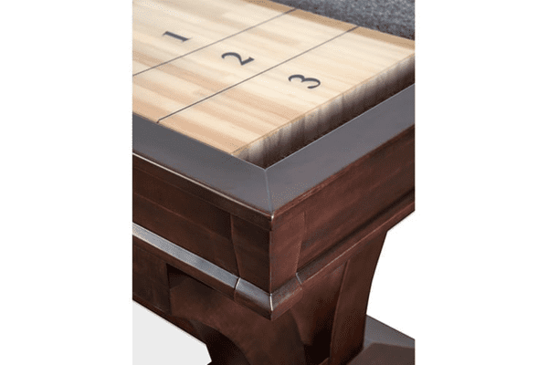 closeup of Presidential Hamilton Shuffleboard Table corner